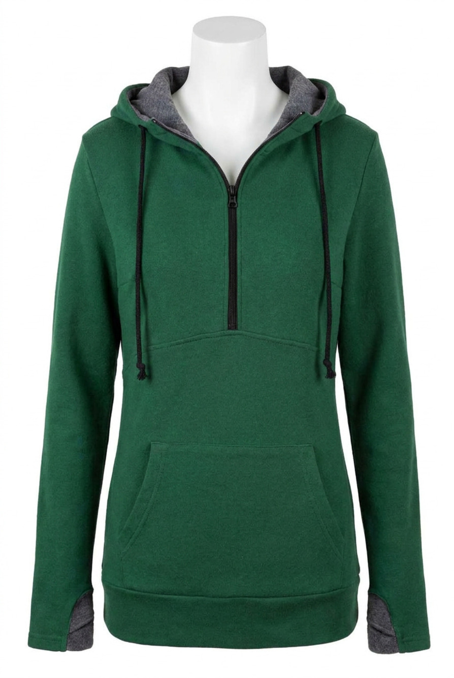 NEW MICHELLE MAE evergreen half zip hoodie in green